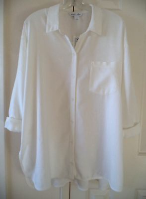 #ad Must Old Navy White Linen Blend Oversized Buttondown Shirt 3XL 4X 24 26 28 3X $36.99