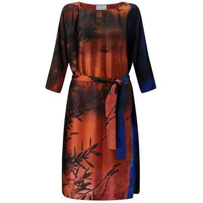 #ad JIGSAW ANTONIO CURCETTI 100% silk abstract art to wear orange blue shift dress S $79.99