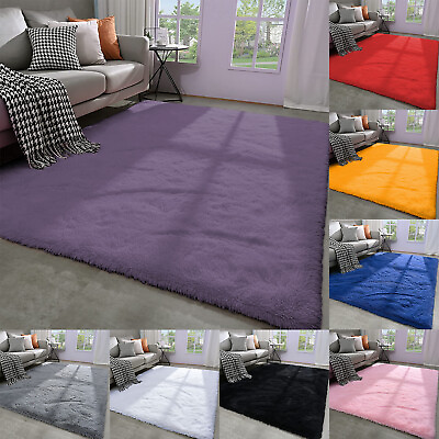 #ad Super Soft Shaggy Rugs Fluffy Carpets For Non Slip Shag Bedside Rug Many Sizes $24.99