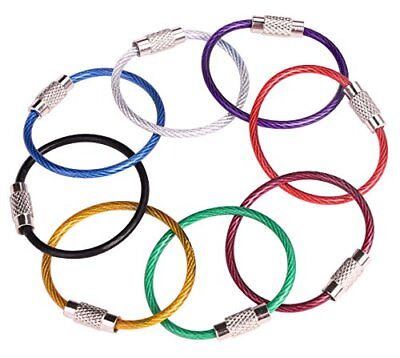 #ad 8PCS 4 Inches Assorted Colored Durable Stainless Steel Wire keychain key ring... $8.48