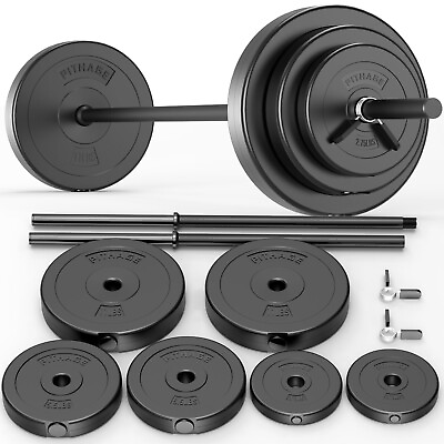 #ad 45LBS BARBELL SET DUMBELLS WEIGHTS FITNESS WORKOUT BODY BUILDING $50.99