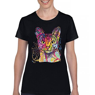 #ad Dean Russo Abyssinian Cat T Shirt Colorful Cute Kitten Pet Women#x27;s Tee $27.95