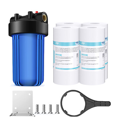 #ad 10quot; x4.5quot; Big Blue Whole House Water Filter Housing System w 4 Sediment Filters $59.99