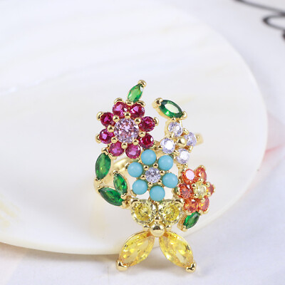 #ad Kate Spade Jewelry Colorful Zircon Flowers Butterfly Mori Style Cute Rings $29.42