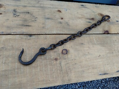 #ad Primitive Log Dog Hand Forged Chain Blacksmith Made $38.50