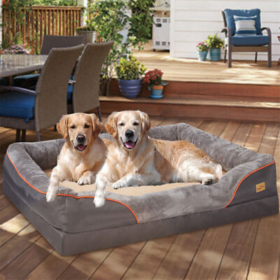 #ad Jumbo Large Dog Bed Memory Foam Orthopedic Fully Bolster Pet Calming Bed Nest $48.92
