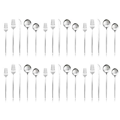 #ad Matte 30 Pieces Flatware Set 18 0 Stainless Steel Dinnerware Kitchen Utensils... $56.48