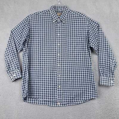 #ad Gitman Gold Master Shirt Makers Button Down Shirt Mens L Navy Blue Plaid Cotton $28.11