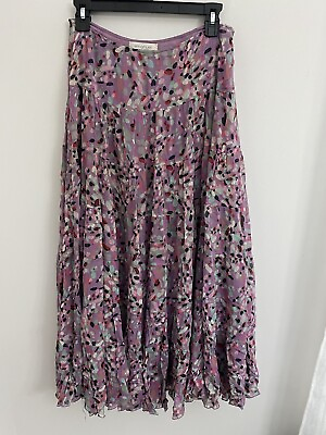 #ad Emanuel Ungaro Womens 100% Silk Skirt Maxi Flare Size 4 Pastel Spring Easter $25.33