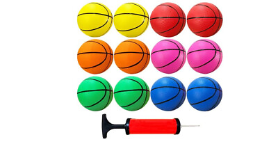 #ad 12 Pcs 5quot; Colorful Mini Basketballs Rubber Inflatable Pool Kick Balls Toy $19.99