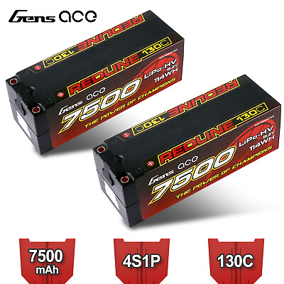 #ad 2X Gens Ace 7500mAh 130C 15.2V HV Lipo Battery 4S HardCase For 1 8 Racing Car US $229.68