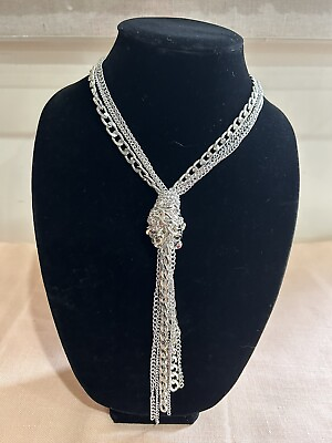 #ad Long 4 Tier Knotted silver Necklace Size: 19.5” $60.00