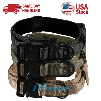 #ad #ad Tactical Dog Collar Heavy Duty Nylon Military Metal Buckle Adjustable Handle New $12.81