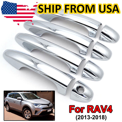 Car For Toyota Rav4 2013 2018 Chrome Side Door Handle Cover Trim Catch Molding $12.99