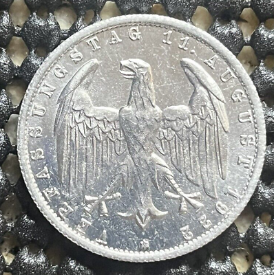 #ad 1922 GERMAN 3 MARK AU UNC Great Aluminum Coin $3.99