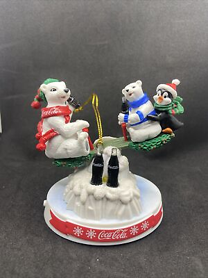 #ad Coca Cola Bear Christmas Bears Musical Ornament 1990s $8.99
