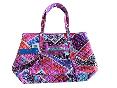 #ad Vera Bradley NWT Iconic Small Vera Tote Charger Pocket Modern Medley Multicolor $65.99