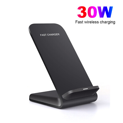 #ad 30W Wireless Charger Charging Stand Dock For Samsung iPhone Android Cell Phone $15.99