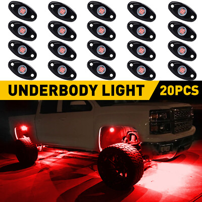 #ad 20PCS Underglow RED LED Rock Lights Neon 20Pods LED Light Off Road UTE ATV Boat $73.67