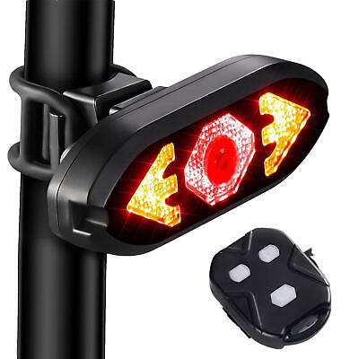 #ad Bike Tail Light LED USB Turn Signals Rear Bicycle Alarm Kit Remote Control $18.79