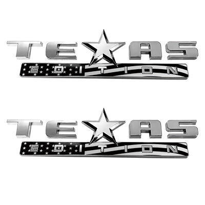 #ad 2PC 3D TEXAS EDITION EMBLEM SilverBlackAmerican Flag Trunk Car Universal Decal $19.79