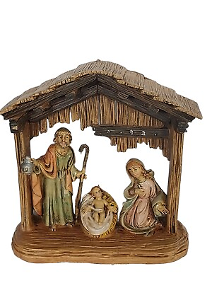 #ad Vintage Italy Mini Nativity Scene Holy Family Mary Joseph Baby Jesus Manger $14.99
