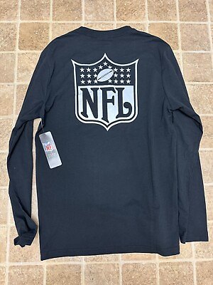#ad NFL Black w Silver Mens Long Sleeved Shirt Medium Org MSRP $45 New w Tags $17.99