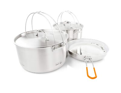 #ad GSI Outdoors Glacier Stainless Troop Cookset Compact Pan amp; Pot Camping Set ... $192.99