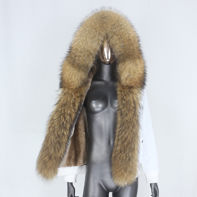 #ad Waterproof Parka Coat Real Natural Fur Collar Winter Jacket Women Outerwear $371.21