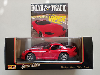 #ad Maisto Special Edition 1996 Red Dodge Viper GTS Scale 1:18 with magazine $18.99