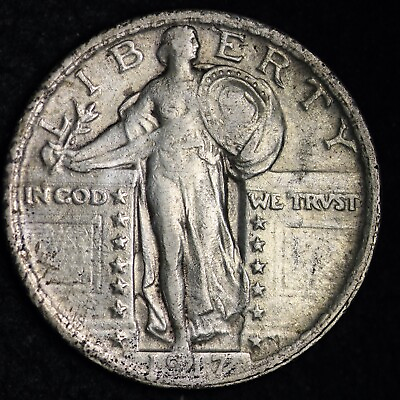 #ad 1917 TYPE 2 Standing Liberty Silver Quarter CHOICE AU E263 TXBM $132.47