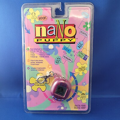 #ad NEW VTG Playmates Nano Puppy Electronic Digital Handheld Toy Game Pink Purple $98.99