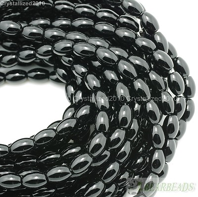 #ad Natural Black Onyx Gemstone Rice Loose Spacer Beads 4mm 5mm 6mm 8mm 9mm 10mm 16quot; $6.37
