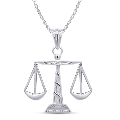 #ad Scales of Justice Pendant 18quot; Necklace 14K Gold Plated 925 Sterling Silver $50.08