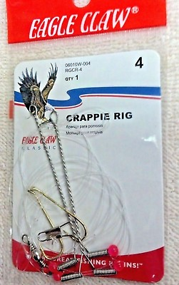 #ad CRAPPIE RIG SIZE #4 TWO HOOKS EAGLE CLAW MODEL RGCR 4 06010W 004 $2.95
