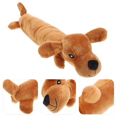 #ad Pet Plush Toys Squeaky Cartoon Sausage Dog Chew Toy Yellow $10.59