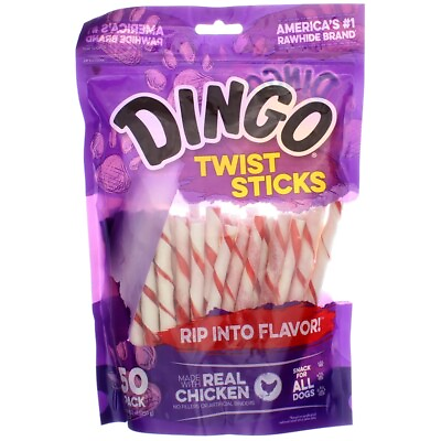#ad 5 Pack Dingo Twist Sticks Rawhide Chews Made With Real Chicken 50 Count Pa... $68.53