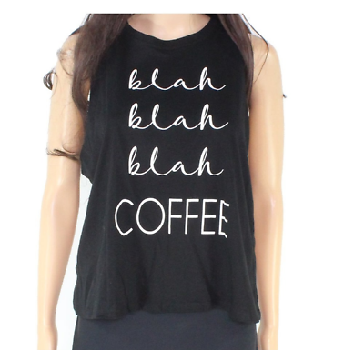 #ad Tank Cami Top Rebellious One Womens Black Size S quot;Blah Blah Blah Coffeequot; $12.95
