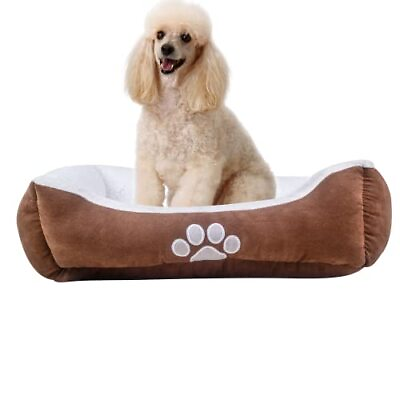 #ad long rich Rectangle Pets Bed with Dog Paw Embroidery Chocolate 27 * 21 inch... $38.58
