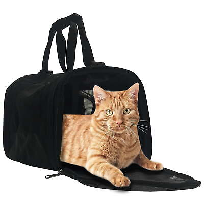 #ad Small Pet Carrier Fits Cats and Small Breed Dogs Black 15quot;L x 8quot;H x 12quot;W $21.97