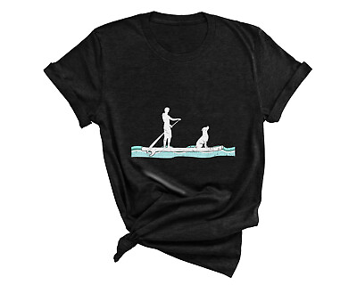 Dog Stand Up Board Paddling Surfing Dog Lovers#x27; Novelty T Shirt $19.99