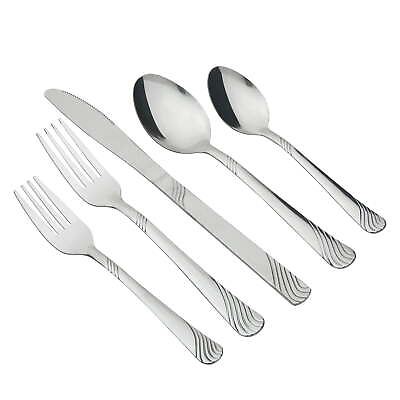#ad Swirl 49 Piece Stainless Steel Flatware and Organizer Tray Set Service for 8 $10.75