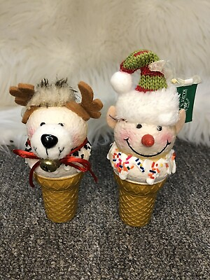 RARE Dog Reindeer amp; Snowman Elf Ice Cream Cone Christmas Ornaments Kurt Adler $25.00