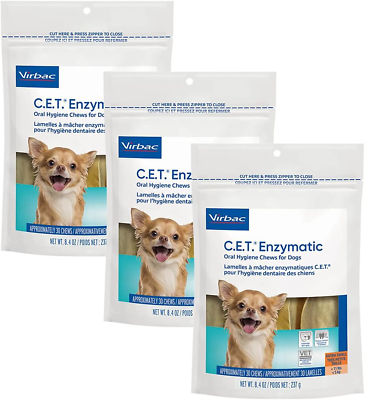 #ad Cet Enzymatic Oral Chews Dogs 11 lbs 30Ct 3PK $69.00