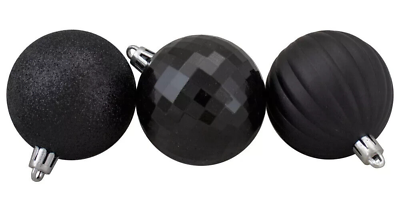 #ad NEW Northlight 100ct Shatterproof 3 Finishes Black Christmas Ball Ornaments 2.5quot; $49.99