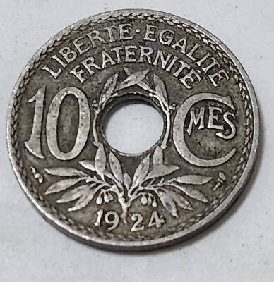 #ad FRANCE 🇫🇷 TEN 10 CENTIMES COIN 1924 $1.99