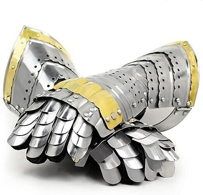 #ad Medieval Gothic Gauntlets 18 G Steel Knight LARP Functional gift item $146.10