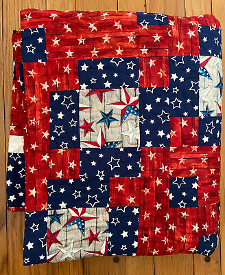 #ad Fourth Of July Americana American Stars 60 X 48 Patriotic Quilt NEW NWOT Throw $49.99