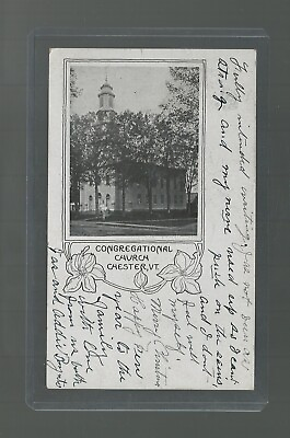 #ad RPPC Congregational Church Chester Windsor County Vermont to Glover 1904 $11.75