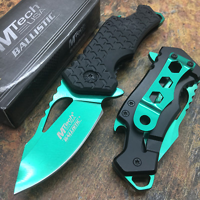 #ad MTECH USA 2.75quot; 3MM Thick Green Blade Bottle Opener Small Pink Pocket Knife $14.95